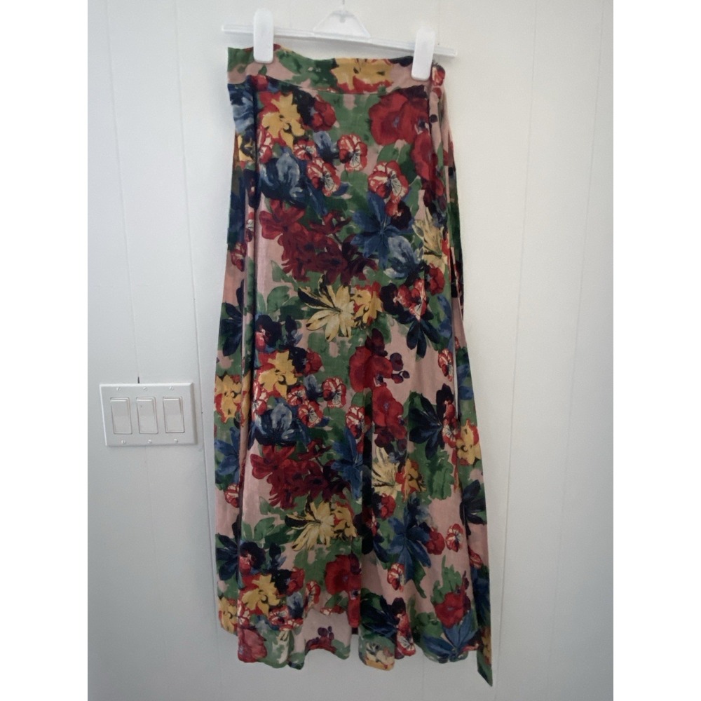 TYSA Floral 2-Piece Set: Smocked Crop Back Tie Top & Midi Wrap Skirt Rayon Boho - Picture 3 of 9